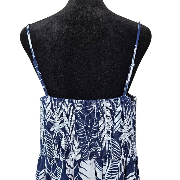 Tropical Womens Size XL Linen Rayon Leaf Print Button Up Sundress Casual Summer - Picture 4 of 10